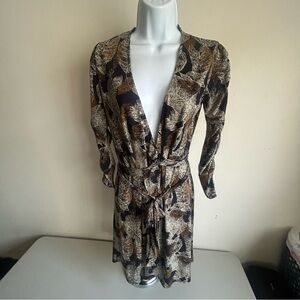 Women’s Veronica M. Falling Leaves Pattern Wrap Dress Sz. XS